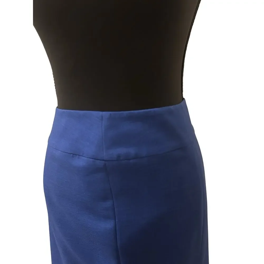Evan Picone Black Label Pleat Pencil Skirt Midnight Blue Size 4 Office Chic EUC